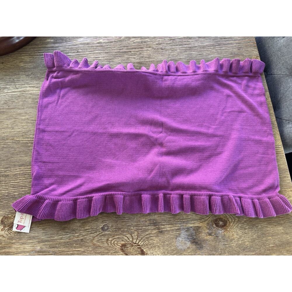 Top It Off Womens Ruffle Scarf Purple Rectangle Fashion Tight Knit New with Tags